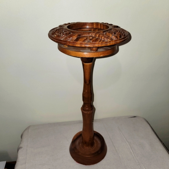 COPY - Vintage Wooden Ashtray Stand/Plant Holder Two Piece - Picture 1 of 8